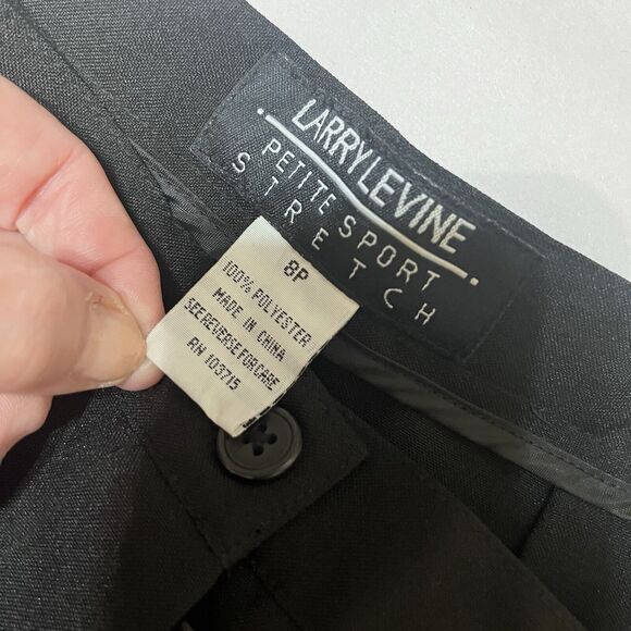 New Larry Levine Cropped Pants Size 8P Black Embroidered Floral Ankle High Rise - Picture 7 of 7